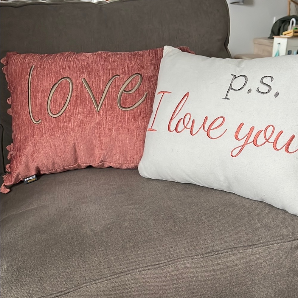Decorative Love Pillow Set 12x17 inches NWOT